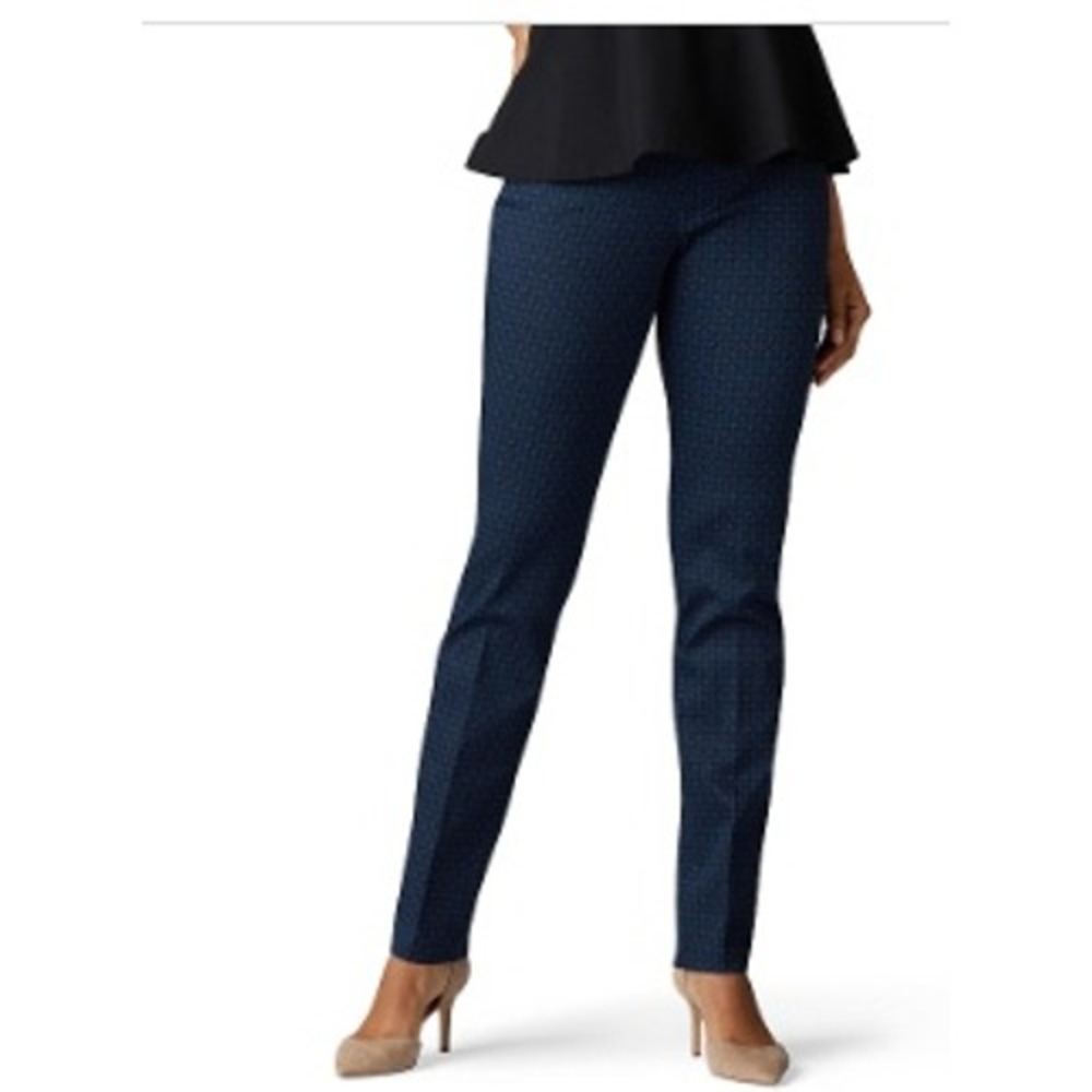 Lee Sculpting Slim Fit Slim Leg Mid Rise Pull On Pants 10 Blue Black Houndstooth